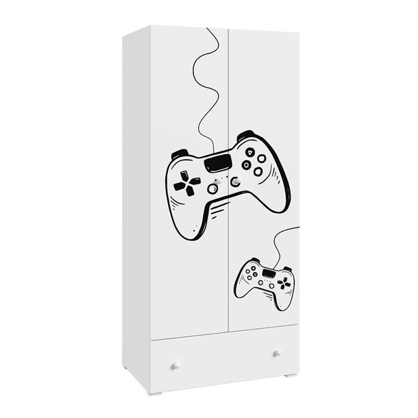 Szafa na ubrania dwudrzwiowa z szufladą garderoba biała Game STELLA