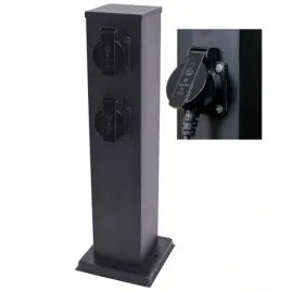 slupek-ogrodowy-zewnetrzny-stojacy-230v-40cm-2x-gniazdo-sieciowe-czarny