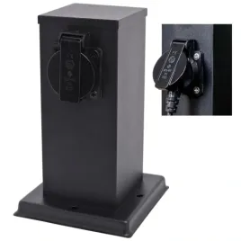 slupek-ogrodowy-zewnetrzny-stojacy-230v-20cm-2x-gniazdo-sieciowe-czarny