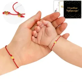 bransoletka-dla-mamy-i-corki-serce-szczescia-czerwona-stal-chirurgiczna