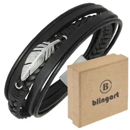 bransoletka-skorzana-damska-blingart-z-piorkiem-pleciona-skora-stal-316l