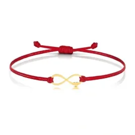 zlota-bransoletka-sznurkowa-nieskonczonosc-serce