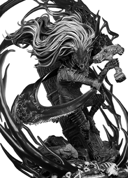 Figurka do malowania MALIKETH - 36 cm Żywica Druk 3D /16K fanart-Elden Ring