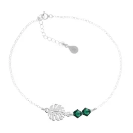 bransoletka-srebrna-lisc-monstera-i-kr-swarovski-srebro-925