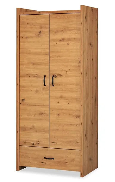 szafa-dwudrzwiowa-z-szuflada-z-drazkiem-z-polkami-wymiary-190x84-cm-dab-a