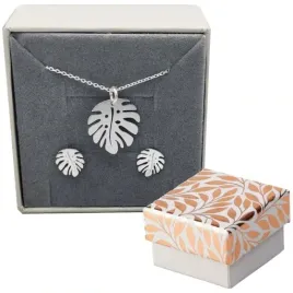 komplet-srebrny-listki-monstera-srebro-925