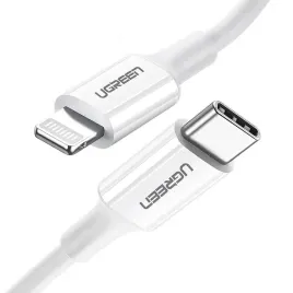 ugreen-kabel-przewod-mfi-usb-typ-c-lightning-20w-3a-0-25-m-bialy-us171