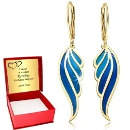 zlote-kolczyki-925-niebieskie-wiszace-dlugie-skrzydla-aniola-kobiece-tytan