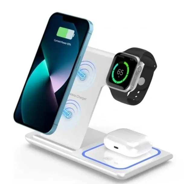Ładowarka iPhone indukcyjna 3w1 IOS szybkie ładowanie Samsung