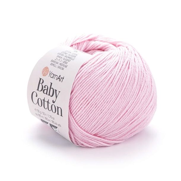 Włóczka YarnArt Baby Cotton 410 jasny różowy 50gr 165m 50% bawełna 50%