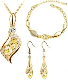 zloty-komplet-bizuterii-naszyjnik-zlocone-lezki-bursztynowe-szampanskie