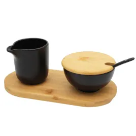 cukiernica-z-lyzeczka-mlecznikiem-czarna-porcelana-podstawka-bambusowa