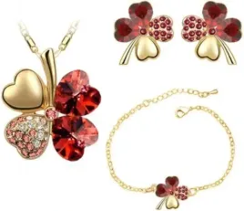 zloty-komplet-bizuterii-pozlacane-koniczynki-rubinowe-czerwone-prezent