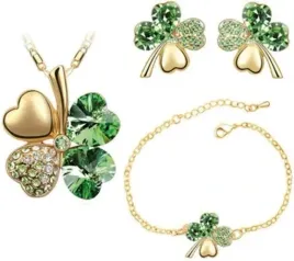 zloty-zestaw-bizuterii-zlocony-szmaragdowe-koniczynki