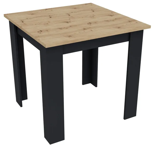 Stół Nowoczesny Loft 80x80 Dąb Artisan/Czarny do Jadalni, Kuchni, Salonu