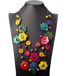 naszyjnik-korale-monety-kwiatki-kolorowy-drewniany-warstwowy