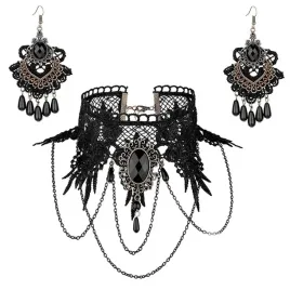 gotycka-koronkowa-kolia-i-kolczyki-vintage-goth13j