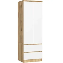 szafa-garderoba-star-60-cm-sypialnia-2-drzwi-2-szuflady-dab-artisan-biala