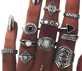 punkowy-srebrny-komplet-pierscionkow-antyczny-boho