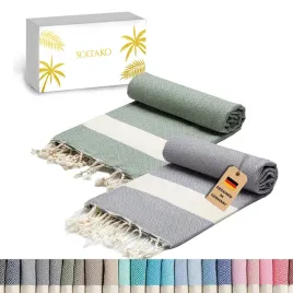 soltako-reczniki-fouta-premium-zestaw-2-sztuki-niebieski-khaki-100x200cm