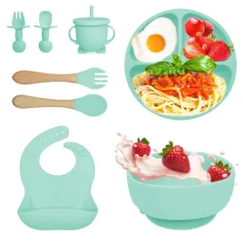 bizcasa-silikonowy-zestaw-naczyn-dla-dzieci-bpa-free-zielony