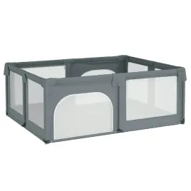 kojec-dla-dziecka-z-2-drzwiczek-jasnoszary-tkanina-oxford