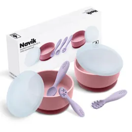 navik-zestaw-naczyn-dla-niemowlat-silikonowy-rozowy-fioletowy