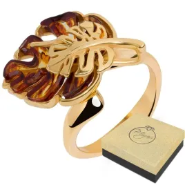 zloty-pierscionek-damski-z-bursztynem-srebrny-925-regulowany-lisc-monstery