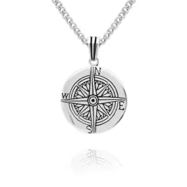 zawieszka-meska-roza-wiatrow-srebrna