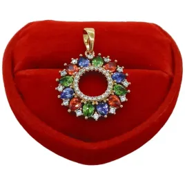 zlota-zawieszka-kolorowe-kolo-rozetka-elegancka-antyalergiczna