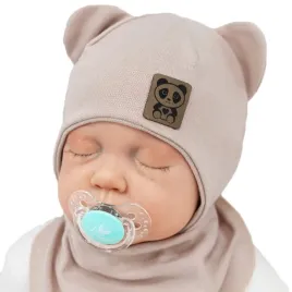 bezowy-komplet-panda-czapka-apaszka-r-48-50