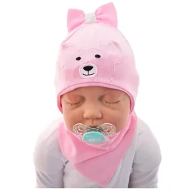 rozowy-komplet-misia2-czapka-apaszka-r-40-42