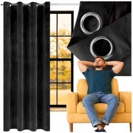 zaslona-welurowa-140250cm-czarna-na-przelotkach-zaciemniajaca-gotowa-gruba