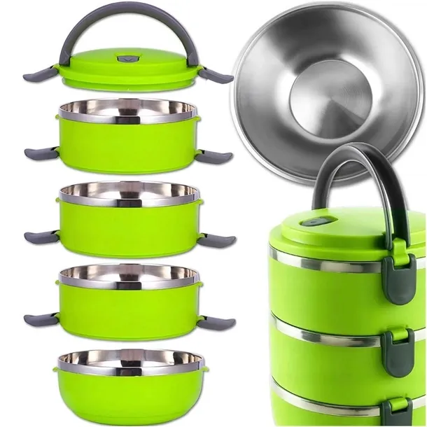 LUNCH BOX TERMOS OBIADOWY 4 POZIOMOWY POJEMNIK NA ŻYWNOŚĆ XL TERMICZNY