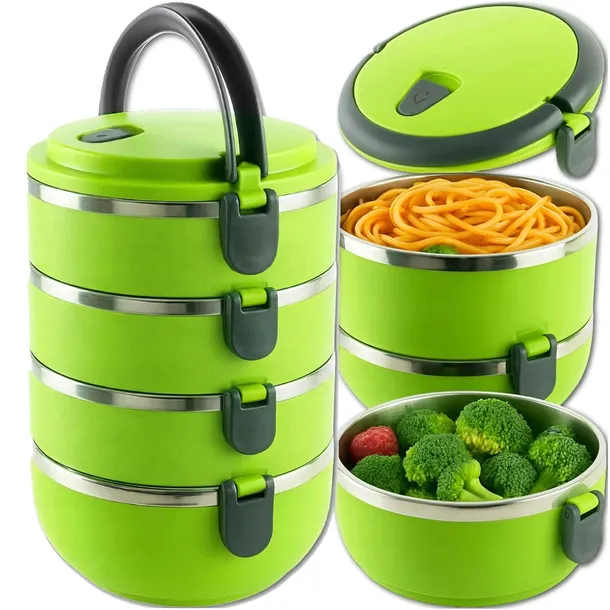 LUNCH BOX TERMOS OBIADOWY 4 POZIOMOWY POJEMNIK NA ŻYWNOŚĆ XL TERMICZNY