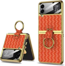 miimall-etui-skorzane-pikowane-do-samsung-galaxy-z-flip-4-ring-czerwone