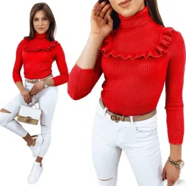 prazkowany-sweter-damski-golf-kolory-ox127-uni