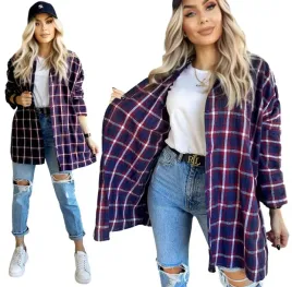 koszula-damska-w-krate-luzna-zapinana-na-guziki