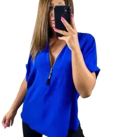 bluzka-zamek-krotki-rekaw-wisiorek-dekolt-cyrkonie-44-46-48