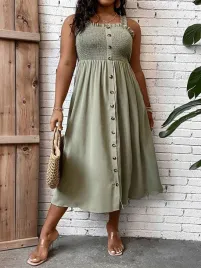 shein-zielona-midi-sukienka-guziki-marszczenia-ramiaczka-qyx-xxj-xxl