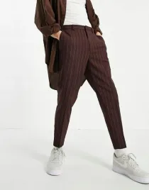 brazowa-spodnie-casual-paski-kontrast-rbr-ng3-w31-l32