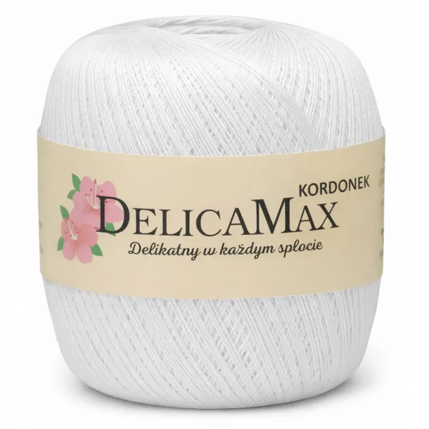 Kordonek DelicaMax 100g(565 m) kolor Biały 101 Bawełna merceryzowana