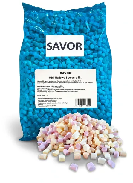 Pianki Marshamallows 3 kolory biało różowo pomarańczowe 1 kg Savor