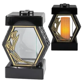 Zdjęcie produktu Znicz LG43 diament złoty rattan szkło LED wkład ozdobny elegancki