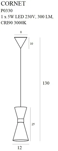 maxlight-p0330-lampa-wiszaca-cornet-1-led-kolor-czarny-zloty-stan-nowy