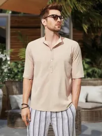 koszula-krotki-rekaw-jasnobezowa-tekstura-prosta-stojka-shein-xxl