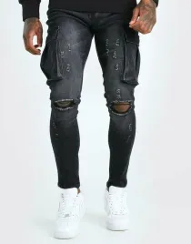 spodnie-jeansowe-bojowki-z-dziurami-super-skinny-czarne-boohoo-s