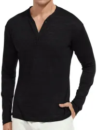 t-shirt-meski-v-neck-z-dlugim-rekawem-z-guzikami-czarny-casual-shein-m