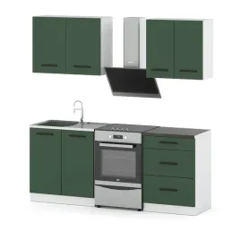 meble-kuchenne-modulowe-z-blatem-mini-mokka-2-0m-biale-butelkowa-zielen