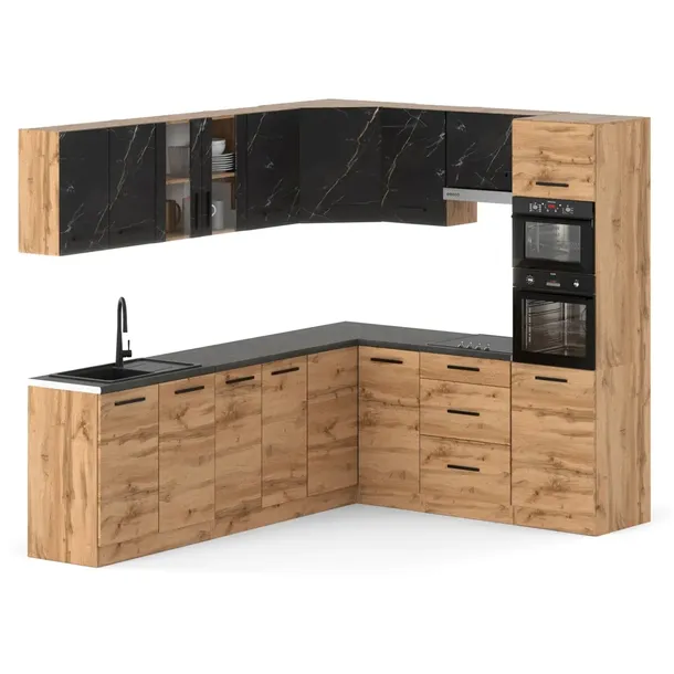 Kuchnia Narożna Duża Z Blatem Modułowa 4.6m Wotan San Sebastian Dąb Wotan
